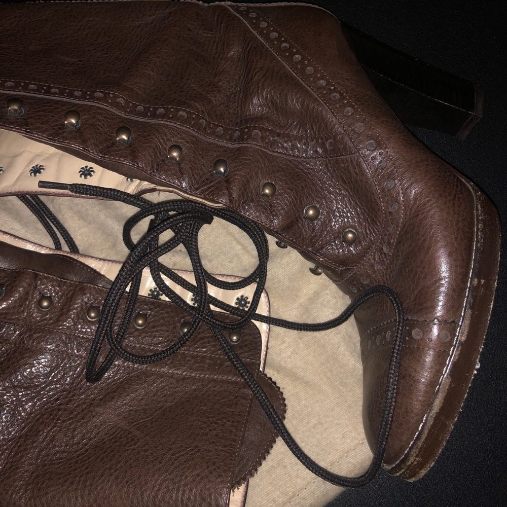 Michael kors brown leather mid calf boots size 8